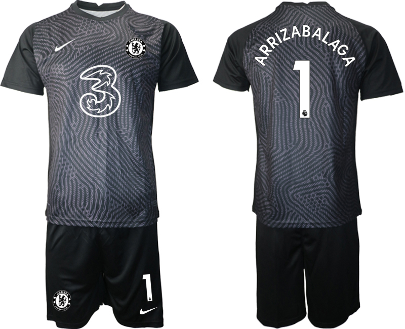 Men 2021 Chelsea black goalkeeper #1 soccer jerseys